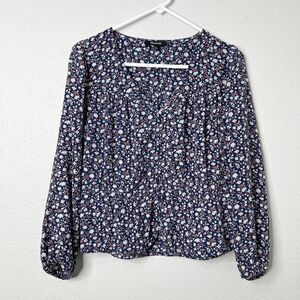 Madewell Silk V Neck Peplum Blouse Harvest Vine Floral Womens XS